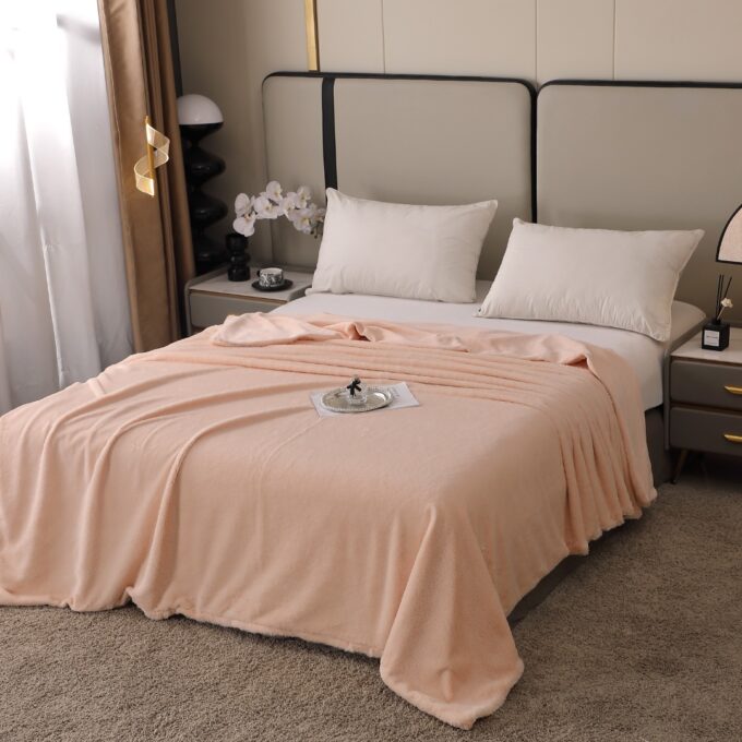 Patura Premium, 200x230cm, cu Blanita Shorthair si Cocolino, cu Fermoar, Somon – Lux, Caldura & Versatilitate!