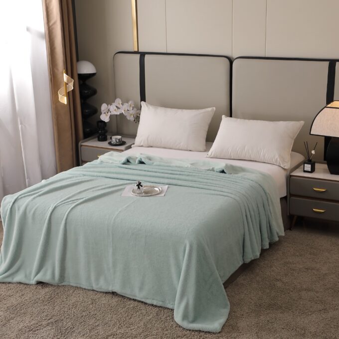Patura Premium, 200x230cm, cu Blanita Shorthair si Cocolino, cu Fermoar, Menta – Lux, Caldura & Versatilitate!