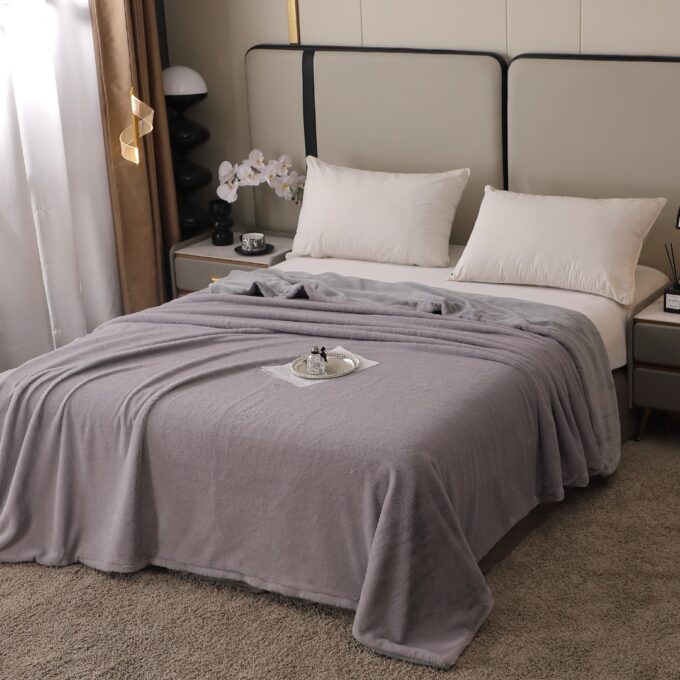 Patura Premium, 200x230cm, cu Blanita Shorthair si Cocolino, cu Fermoar, Gri – Lux, Caldura & Versatilitate!