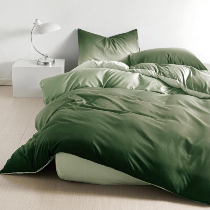 Lenjerie pat 1 PERSOANA, FINET, 4 piese, Verde, degrade 1 Lenjerie pat 1 PERSOANA, FINET, 4 piese, Verde, degrade
