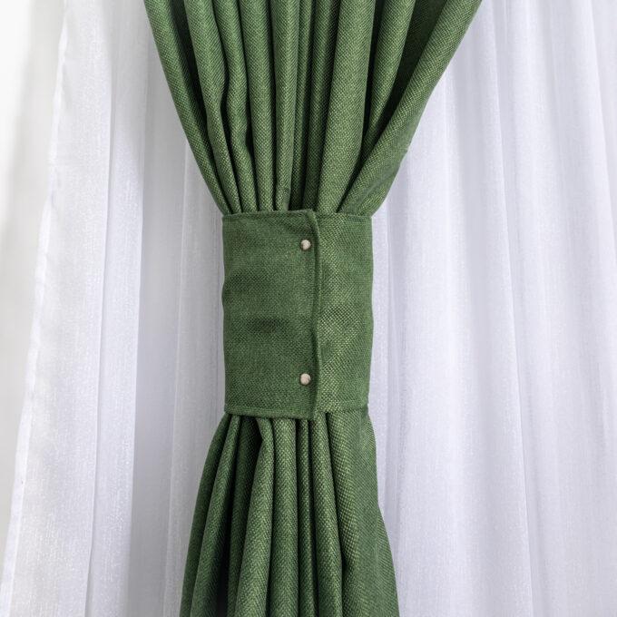 Draperie HoReCa TEXTURATA tip Bob de Orez, 140cm latime x 260cm inaltime, cu TIV LAT, Verde