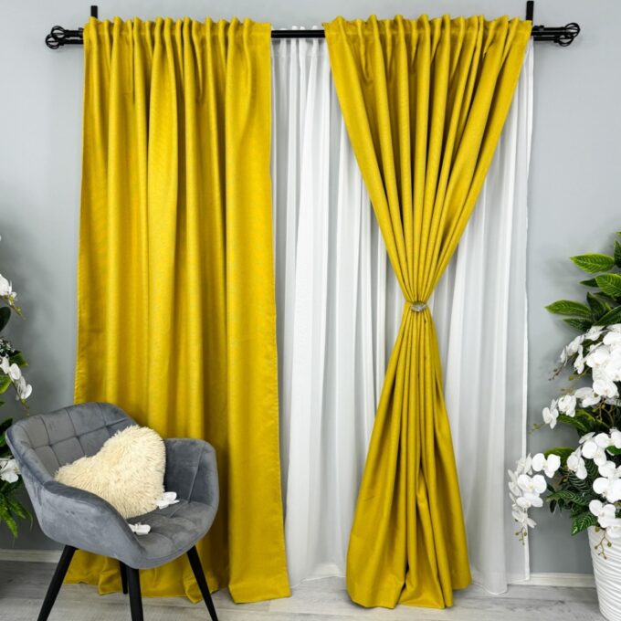 Draperie HoReCa TEXTURATA tip IN, 140cm latime x 260cm inaltime, cu TIV LAT, Galben