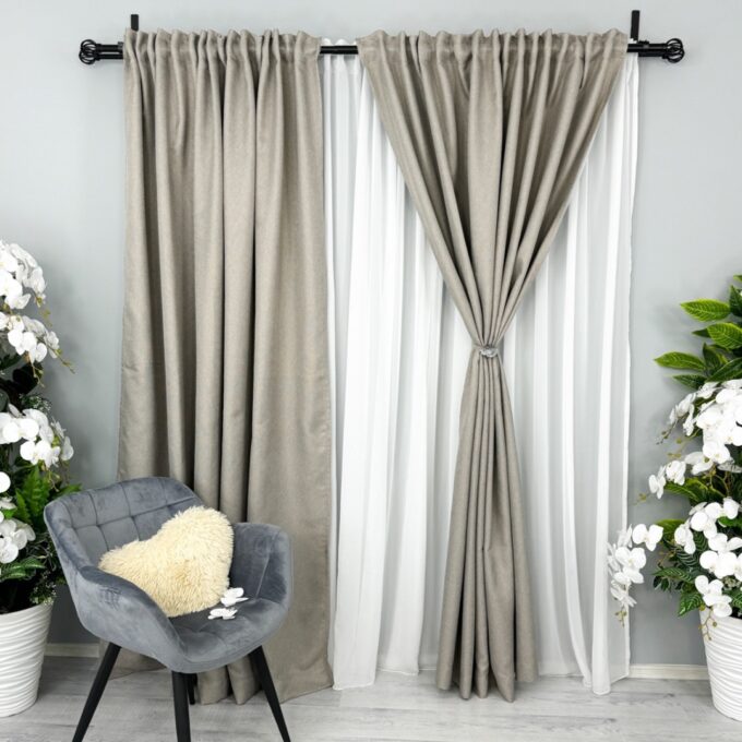 Draperie HoReCa TEXTURATA tip IN, 140cm latime x 260cm inaltime, cu TIV LAT, Grej