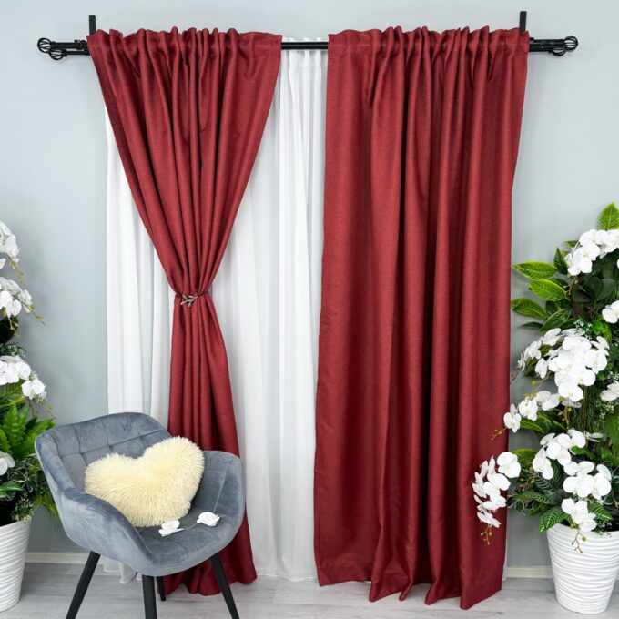 Draperie HoReCa TEXTURATA tip IN, 140cm latime x 260cm inaltime, cu TIV LAT, Visiniu