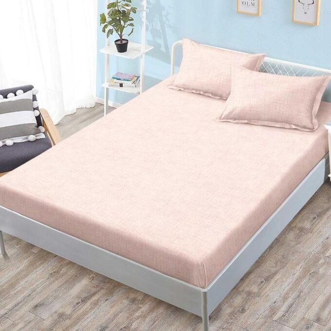Cearsaf cu Elastic, Bumbac Satinat, 180x200 cm + 2 Fete de Perna 50x70 cm, Piersica 1 Cearsaf cu Elastic, Bumbac Satinat, 180x200 cm + 2 Fete de Perna 50x70 cm, Piersica