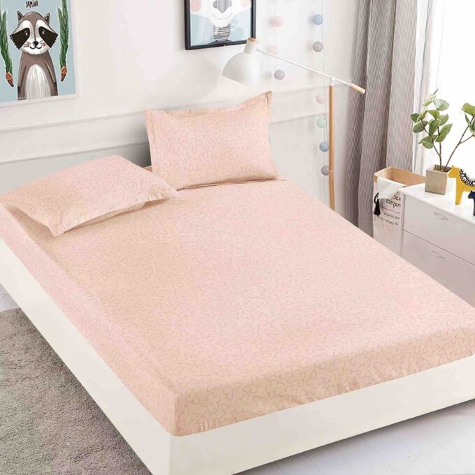 Cearsaf cu elastic, Bumbac FINET, 160/180x200cm, 2 fete de perne 50x70cm, Jojo Home, Somon, Fluturasi