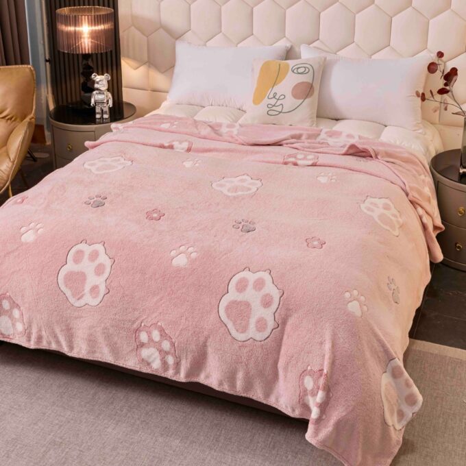 Patura Pufoasa CoCoLiNo, Jojo Home, 200x230cm, Roz, labute