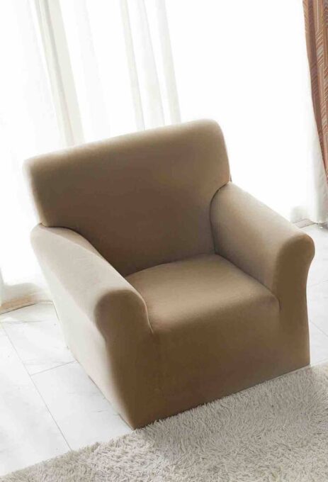 Husa Elastica, 90cm-130cm, pentru Fotoliu cu brate, Jojo Home, Catifea, Bej