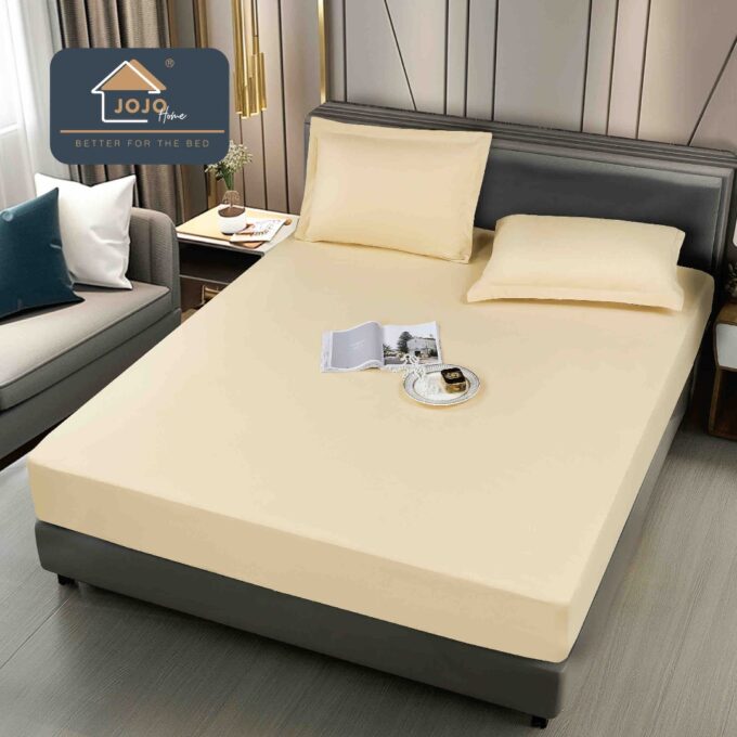 Husa de Pat Impermeabila, Jojo Home, 160x200cm, cu Fete de Perna 50x70cm, Crem