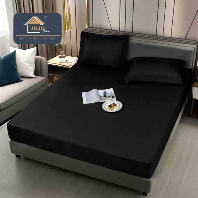 Husa de Pat Impermeabila, Jojo Home, 180x200cm, cu Fete de Perna 50x70cm, Negru