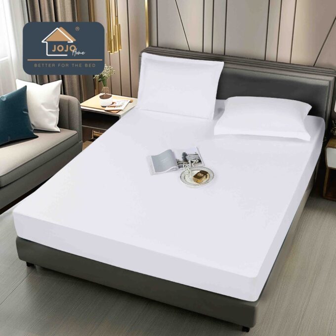 Husa de Pat Impermeabila, Jojo Home, 180x200cm, cu Fete de Perna 50x70cm, Alb