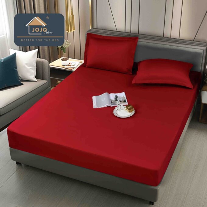 Husa de Pat Impermeabila, Jojo Home, 180x200cm, cu Fete de Perna 50x70cm, Rosu