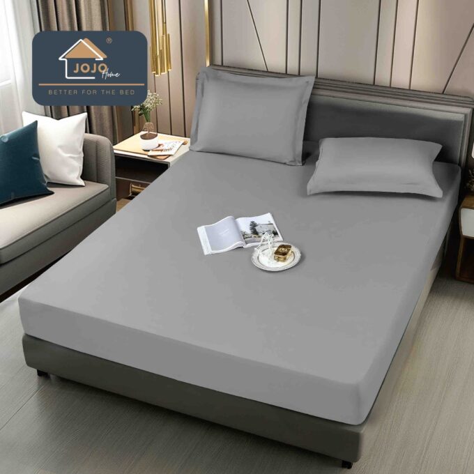 Husa de Pat Impermeabila, Jojo Home, 180x200cm, cu Fete de Perna 50x70cm, Gri deschis