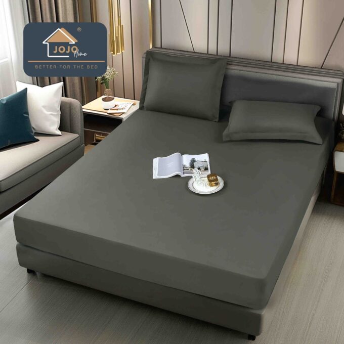 Husa de Pat Impermeabila, Jojo Home, 180x200cm, cu Fete de Perna 50x70cm, Gri inchis