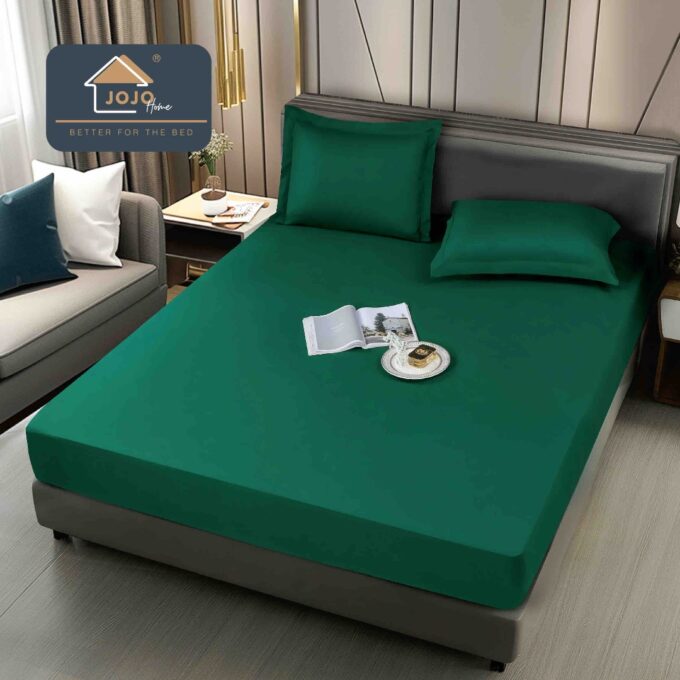 Husa de Pat Impermeabila, Jojo Home, 180x200cm, cu Fete de Perna 50x70cm, Verde Smarald