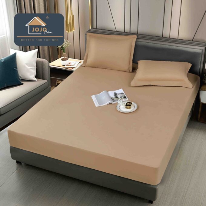 Husa de Pat Impermeabila, Jojo Home, 180x200cm, cu Fete de Perna 50x70cm, Bej