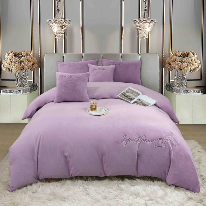 Lenjerie de pat, Soft Touch, Jojo Home, cu Blanita Short Hair, Rabbit, 200x230 cm, 6 piese, Lila 1 Lenjerie de pat, Soft Touch, Jojo Home, cu Blanita Short Hair, Rabbit, 200x230 cm, 6 piese, Lila