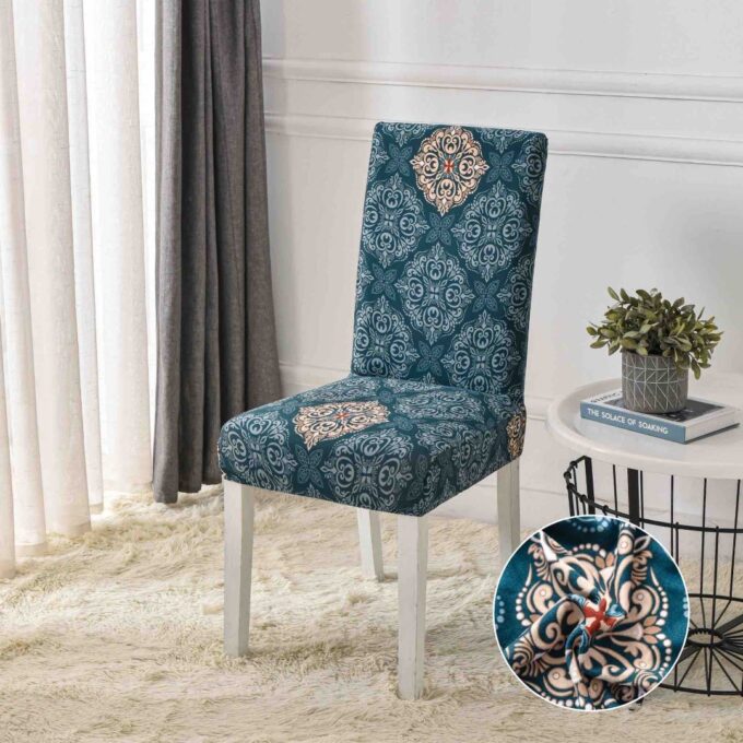 Set 6 huse universale pentru scaun, ELASTICE, Jojo Home, Turquoise, Model Elegant