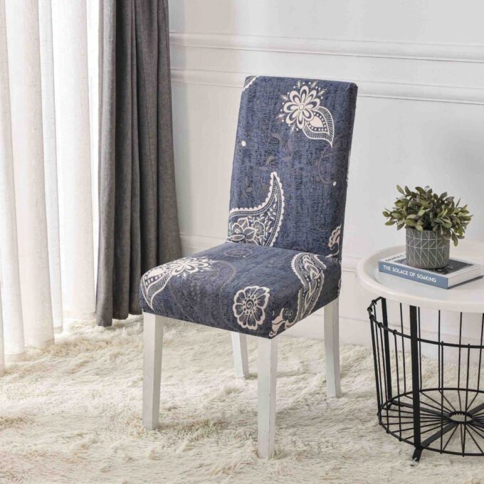 Set 6 huse universale pentru scaun, ELASTICE, Jojo Home, Albastru, model clasic
