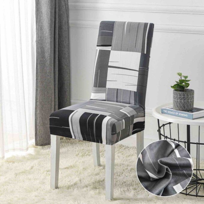 Set 6 huse universale pentru scaun, ELASTICE, Jojo Home, Gri, model clasic