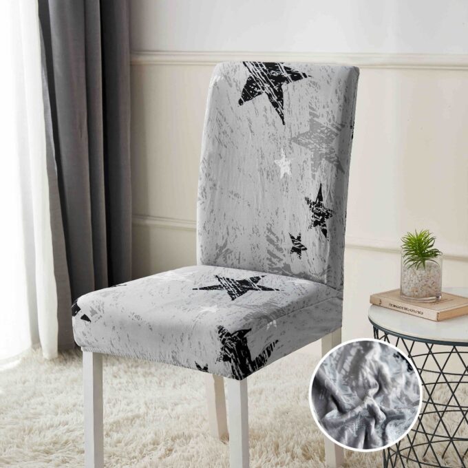 Set 6 huse universale pentru scaun, ELASTICE, Jojo Home, Gri, Stelute