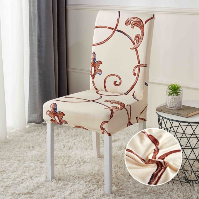 Set 6 huse universale pentru scaun, ELASTICE, Jojo Home, Crem, model clasic