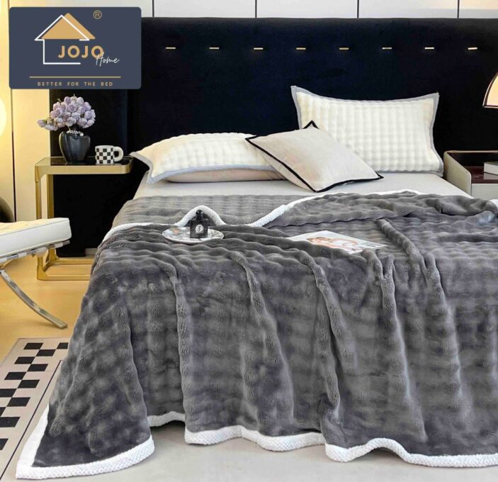 Patura CoCoLiNo, Jojo Home, 200x230cm, tip Blanita Wave, Gri inchis