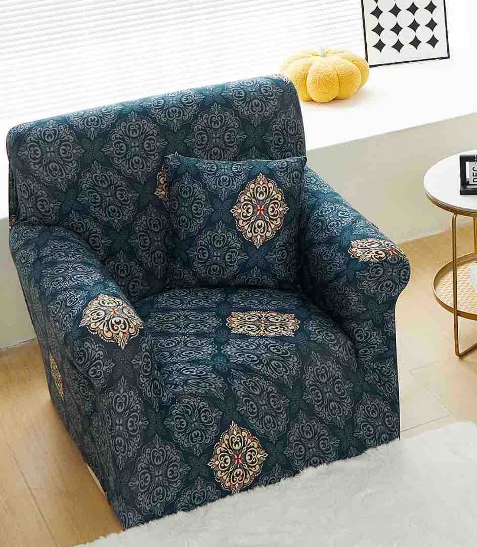 Husa Elastica Pentru fotoliu cu brate, Jojo Home, Bleumarin, Model Elegant