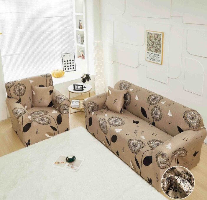 Husa Elastica Pentru Canapea 2 Locuri - M - Jojo Home, Bej, Papadii