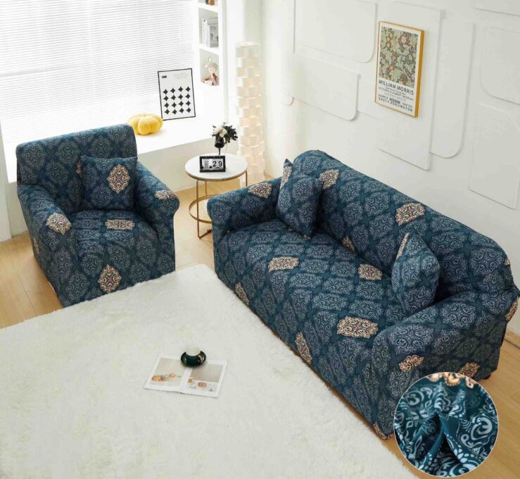 Husa Elastica Pentru Canapea 2 Locuri - M - Jojo Home, Bleumarin, Model Elegant