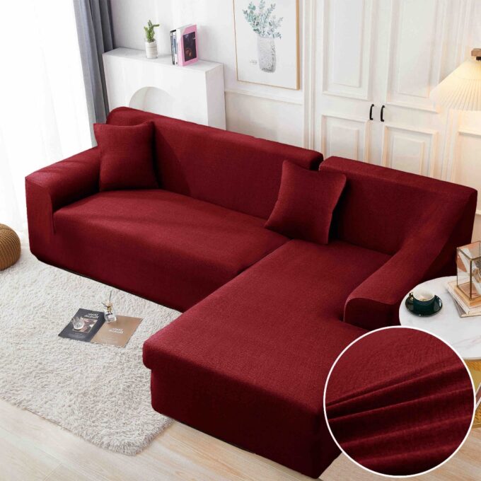 Set husa pentru coltar M + L, Elastica, Jojo Home, Visiniu, Uni