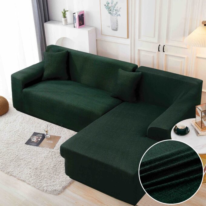 Set husa pentru coltar M + L, Elastica, Jojo Home, Verde, Uni