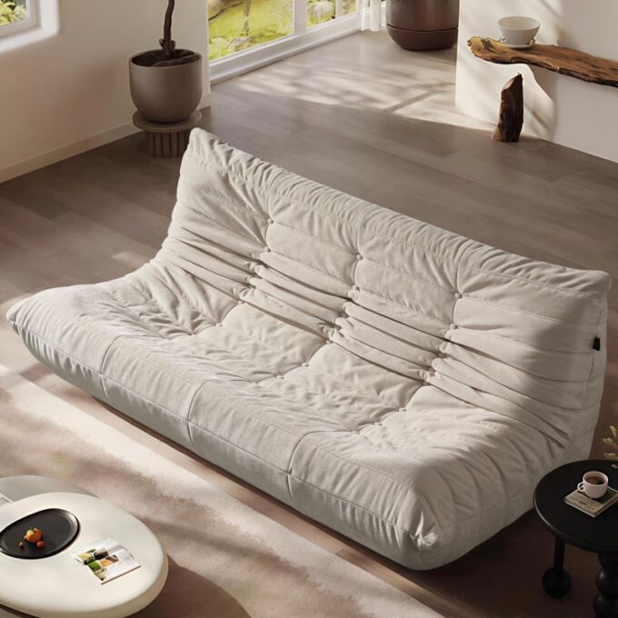 Canapea 3 locuri cu Sustinere Ergonomica Nobile HD Foam, Catifea, Ivoire