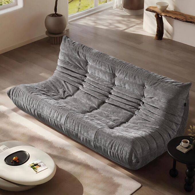 Canapea 3 locuri cu Sustinere Ergonomica Nobile HD Foam, Catifea, Gri