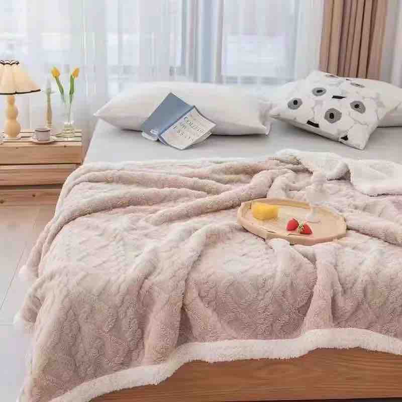 Patura CoCoLiNo tip Tricotaj cu blanita, 200x230cm, Jojo Home, Bej
