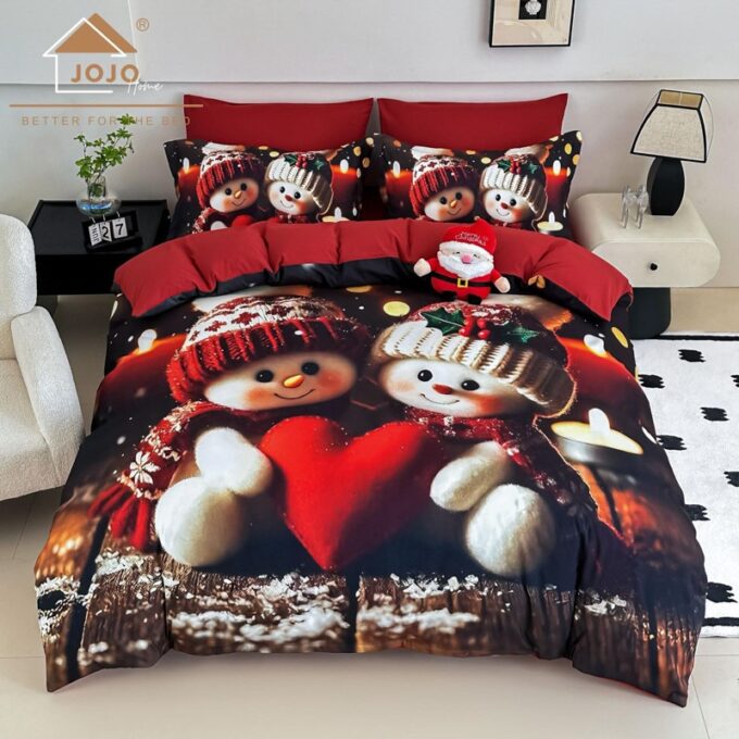 Lenjerie pat dublu, FINET, Imprimeu Digital 5D - Identic cu poza, Cu ELASTIC, 6 piese, Jojo Home, Rosu, Indragostiti 1 Lenjerie pat dublu, FINET, Imprimeu Digital 5D - Identic cu poza, Cu ELASTIC, 6 piese, Jojo Home, Rosu, Indragostiti