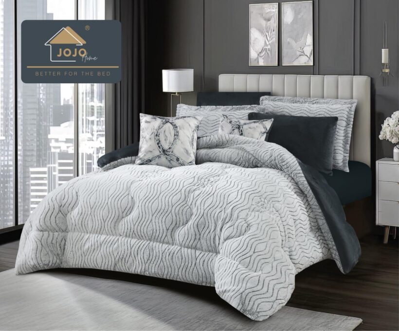 Lenjerie de pat cu Pilota Inclusa, Jojo Home, Cearceaf cu Elastic, 6 Piese, Blana de Iepure Artificiala si Catifea, Gri 1 Lenjerie de pat cu Pilota Inclusa, Jojo Home, Cearceaf cu Elastic, 6 Piese, Blana de Iepure Artificiala si Catifea, Gri
