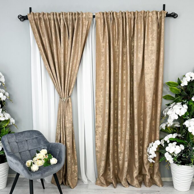 Set 2 Draperii din Jacquard model Nisip, Bej, 140cm latime x 260cm inaltime, Tiv Lat pt bara 1 Set 2 Draperii din Jacquard model Nisip, Bej, 140cm latime x 260cm inaltime, Tiv Lat pt bara