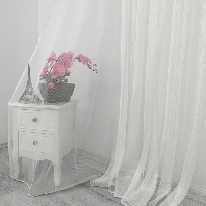 Perdea Celik tip in si matase, Ivoire, 140cm latime x 260cm inaltime, cu rejansa pt bara