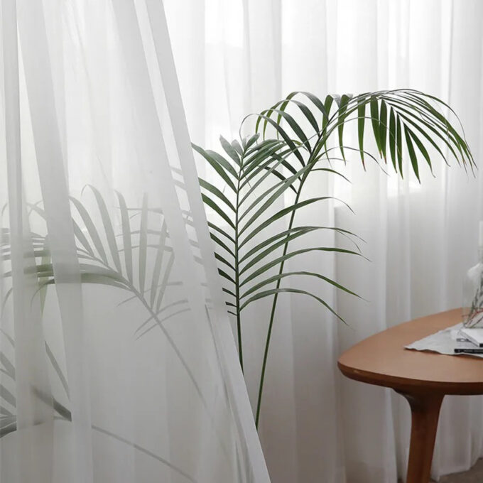 Perdea simpla din matase Jorjet, Alb, 140cm latime x 260cm inaltime, cu rejansa pt bara
