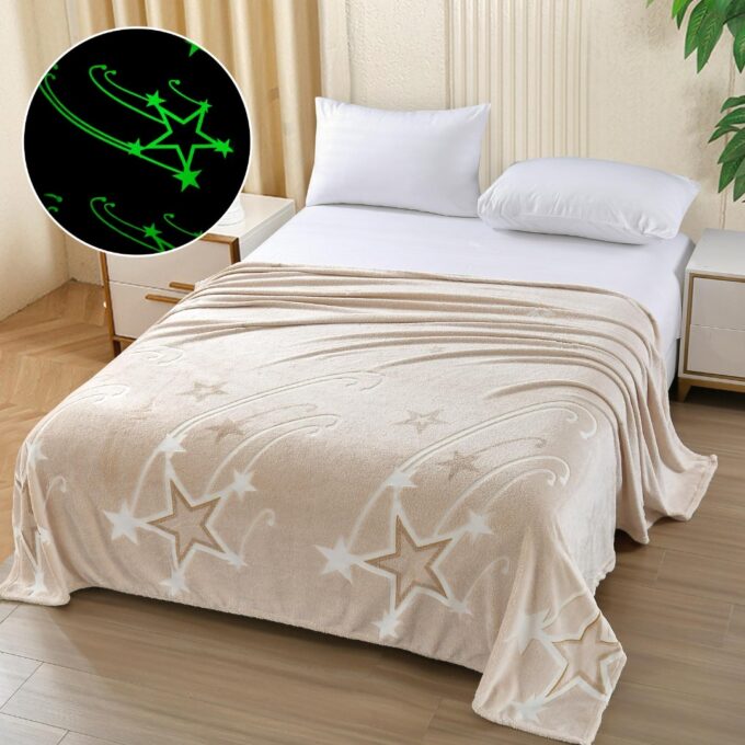 Patura Cocolino Pufoasa, Premium, cu Model Fluorescent, 200x230 cm – Confort si Eleganta de la Johny Home Pucioasa, Bej, Stelute