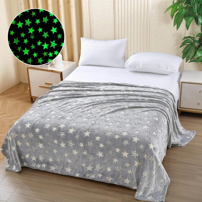 Patura Cocolino Pufoasa, Premium, cu Model Fluorescent, 200x230 cm – Confort si Eleganta de la Johny Home Pucioasa, Gri, Stelute