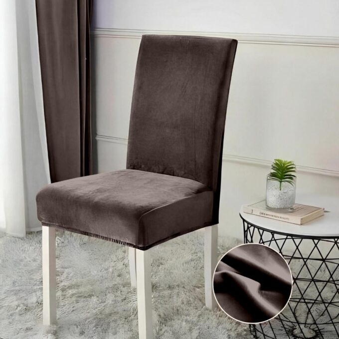 Set 6 huse PREMIUM universale pentru scaun, CATIFEA Maro