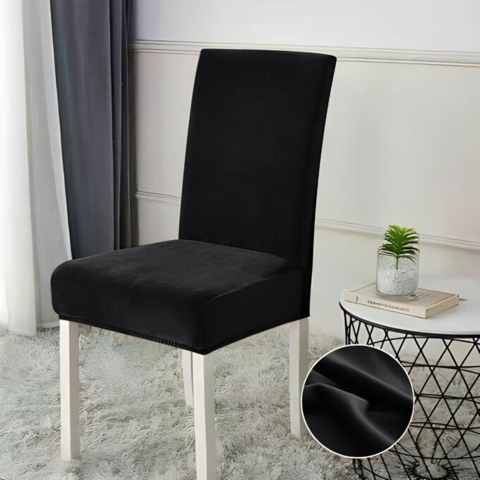 Set 6 huse PREMIUM universale pentru scaun, CATIFEA Negru