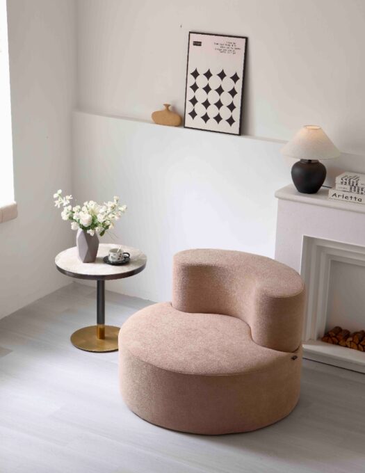 Fotoliu Clouda Soft Shape, Spuma HD, Design Organic, Ambalat Vidat, roz prafuit