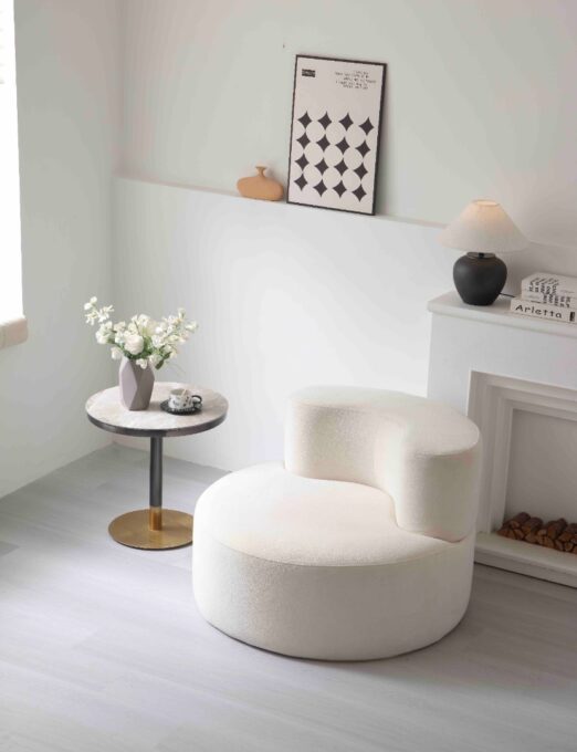 Fotoliu Clouda Soft Shape, Spuma HD, Design Organic, Ambalat Vidat, alb