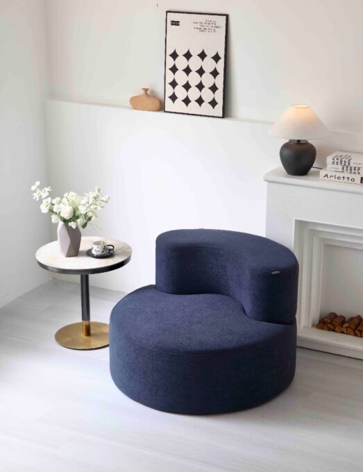 Fotoliu Clouda Soft Shape, Spuma HD, Design Organic, Ambalat Vidat, albastru