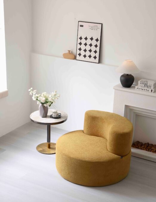 Fotoliu Clouda Soft Shape, Spuma HD, Design Organic, Ambalat Vidat, mustar