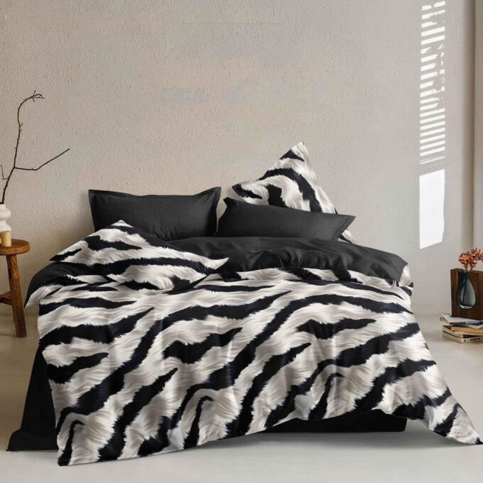 Lenjerie pat dublu bumbac satinat - 3 Bucati 219 Lei - Negru Gri animal print 1 Lenjerie pat dublu bumbac satinat - 3 Bucati 219 Lei - Negru Gri animal print