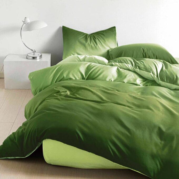 Lenjerie pat dublu cu Elastic, bumbac satinat, Verde, degrade 1 Lenjerie pat dublu cu Elastic, bumbac satinat, Verde, degrade